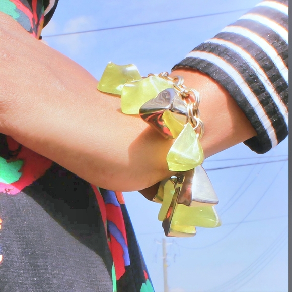 Jewelry - Brass & Lime Organic Charm Bracelet.